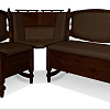 Кухонный диван из массива Картрайд с углубленным ящиком угловой цвет: махагон