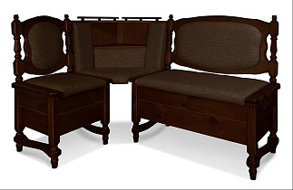 Кухонный диван из массива Картрайд с углубленным ящиком угловой цвет: махагон