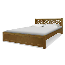 Кровать Маргарита ВМК-Шале изделие в цвете орех общий вид с постелью
