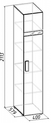 Шкаф для белья 1 (Фасад Палисандр левый) Hyper Глазов схема