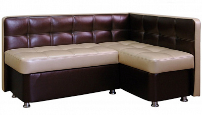 Кухонный угловой диван Квадро PLT бежевый + темно-коричневый глянец