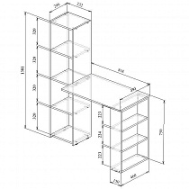 Стол со стеллажом Уно-6 Мастер схема
