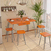 Кухонный стол большой Корвет оранж с табуретами