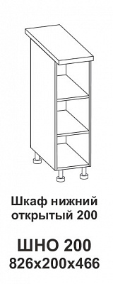 Шкаф нижний открытый 200 Крафт в интернет-портале Алеана-Мебель