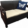 Садовый диван прямой двухместный, венге, арника с подушкой