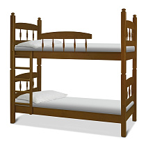 Кровать детская Кузя 2 разборная ВМК-Шале расцветка изделия орех общий вид с постелью