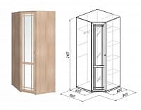 Шкаф угловой Фасад зеркало Sherlock 10, дуб сонома