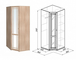 Шкаф угловой Фасад зеркало Sherlock 10, дуб сонома в интернет-портале Алеана-Мебель