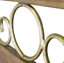 Кровать Емеля ВМК-Шале расцветка дуб кованные кольца на изголовье вид вблизи