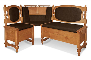 Кухонный диван из массива Картрайд с углубленным ящиком угловой цвет: бук
