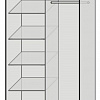 Наполнение: Бельевое 4 полки и платяное+полка под головные уборы и штанга для одежды (от 1200мм шириной)