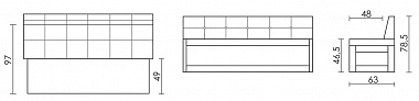 Кухонный диван Нойс прямой Седьмая карета схема с размерами