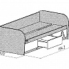 Кровать с 3 ящиками МДК 4.14 модуль 12.1 Корвет схема