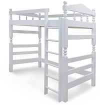 Детская кровать-чердак Рикардо из массива ВМК-Шале цвет белый общий вид изделия