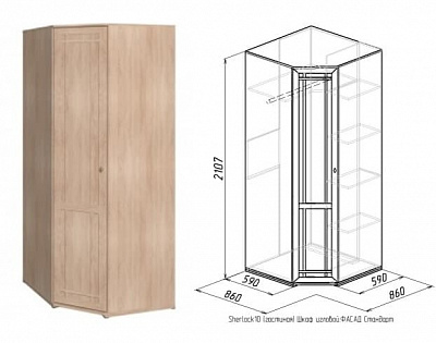 Шкаф угловой Sherlock 10 Фасад стандарт, дуб сонома в интернет-портале Алеана-Мебель