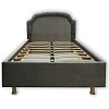 Кровать с мягким изголовьем Элис ВМК-Шале обивка серый велюр вид со стороны изножья