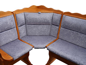 Кухонный угловой диван из массива Шерлок с обивкой ВМК-Шале угловой элемент с баром