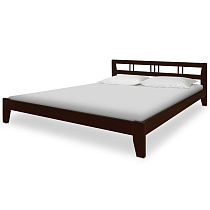 Кровать Елена 2 ВМК-Шале расцветка махагон общий вид с постелью