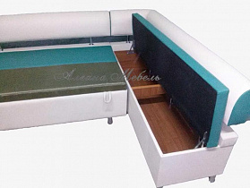 Кухонный уголок Поликс со спальным местом PLT белый + бирюзовый вместительный ящик