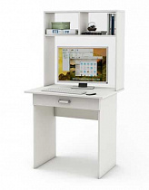 Письменный стол Лайт - 1Я с надстройкой ВМФ белый