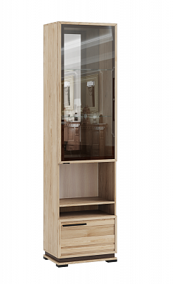 Шкаф-пенал со стеклом Модена МШ-3, гикори рокфорд/венге в интернет-портале Алеана-Мебель