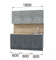 Кухня Асти. Готовый комплект 1,8 м, бетон в интернет-портале Алеана-Мебель