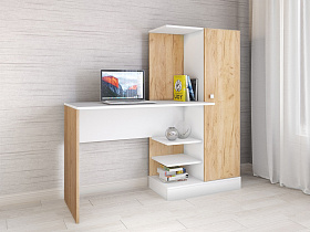 Стол компьютерный Квартет 6, белый/дуб крафт в интернет-портале Алеана-Мебель