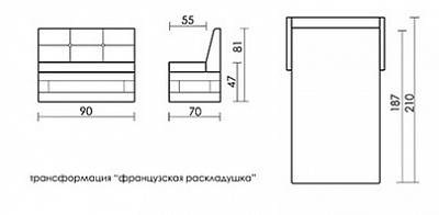 Кухонный диван Форест Седьмая карета схема с размерами