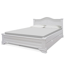 Кровать Лагуна из массива ВМК-Шале в белом цвете общий вид изделия с постелью