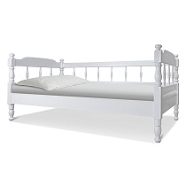 Кровать детская Смайл ВМК-Шале цвет белый общий вид в заправленном состоянии
