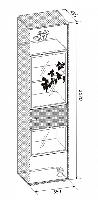 Шкаф для книг МДК 4.14 модуль 123 Корвет схема