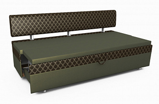 Кухонный диван Премьер PLT ткань темно-зеленая + коричневая с узорами