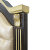 Кровать из массива с мягким изголовьем Элизабет 2 ВМК-Шале цвет каштан с золотом резной декор на изголовье вид вблизи