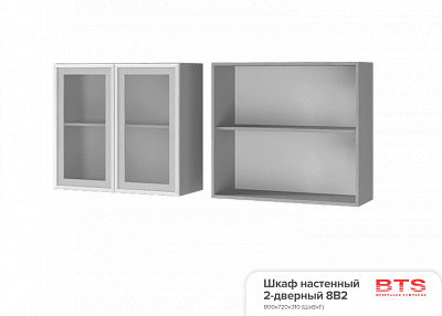Шкаф настенный 8В2 2-дверный со стеклом Арабика в интернет-портале Алеана-Мебель