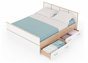 Кровать с открытыми ящиками