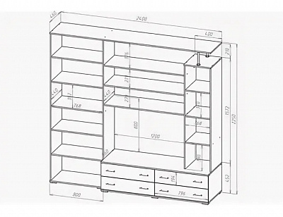 Мебельная стенка Аврелия-3 Владмебель схема