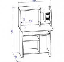 Стол компьютерный СК-02 Смоленск схема чертеж с размерами