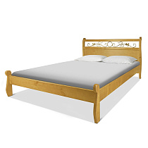 Кровать Емеля ВМК-Шале изделие в цвете ольха с постелью общий вид