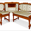 Кухонный угловой диван из массива  Картрайд с художественной резьбой ВМК-Шале цвет: персия, груша