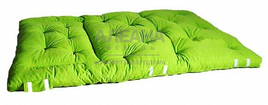 Бескаркасный диван ППУ Облако зеленый в разложенном виде (матрас)