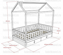Детская кроватка домик БК-06 ВЭФ чертеж схема с размерами