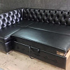 Кухонный угловой диван Монарх PLT черная искусственная кожа большое спальное место