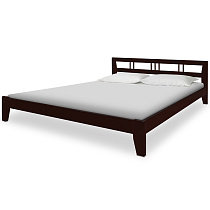 Кровать Елена 2 ВМК-Шале цвет красное дерево общий вид с постелью