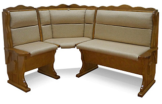 Кухонный угловой диван из массива Шерлок с обивкой ВМК-Шале цвет орех