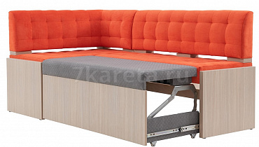 Кухонный угловой диван Гамбург Седьмая карета оранжевый с разложенным спальным местом