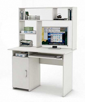 Компьютерный стол Лайт - 2К с надстройкой ВМФ белый