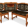 Кухонный угловой диван из массива  Картрайд с художественной резьбой ВМК-Шале цвет: персия, бук