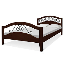 Кровать Кузнечная Слобода ВМК-Шале расцветка махагон общий вид с постелью