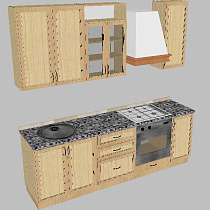 Кухонный гарнитур Анжелика (ясень) Бител 3D-схема вид с левого угла