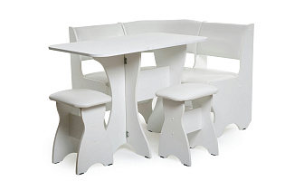 Обеденная группа Тюльпан-мини Бител расцветка белая цвет обивки кожзам милк стол разложенный общий вид